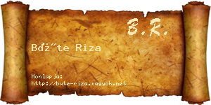 Büte Riza névjegykártya